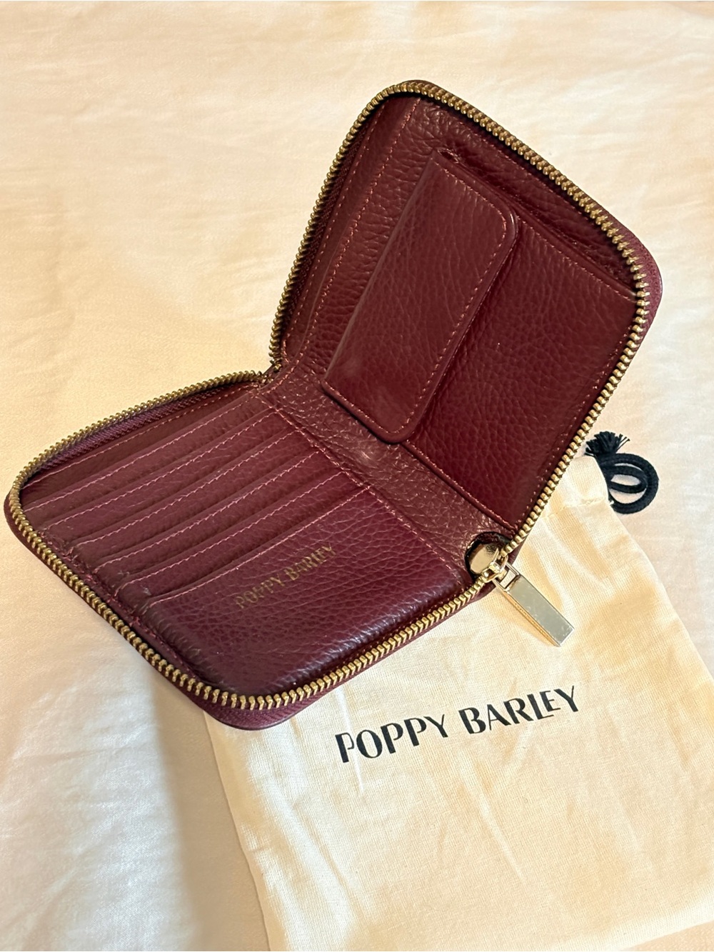 Poppy Barley Wallet Burgundy Leather Zippered